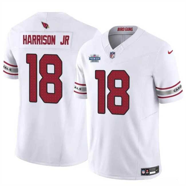 Men & Women & Youth Arizona Cardinals #18 Marvin Harrison Jr White 2024 With Draft Patch F.U.S.E. Vapor Untouchable Limited Stitched Jersey